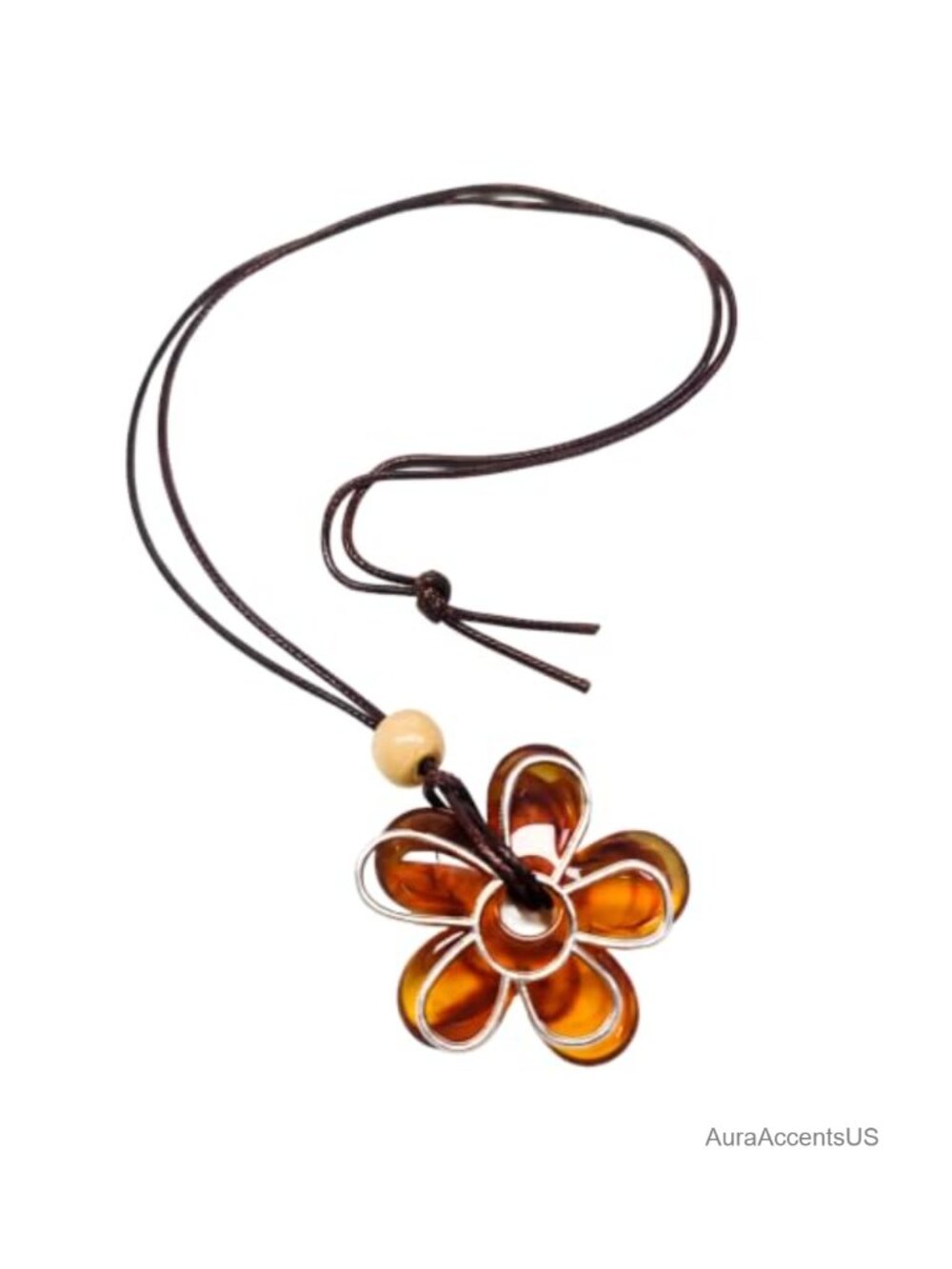 Boho Big Flower Pendant Necklace Cord Chain 18 Inch Statement
